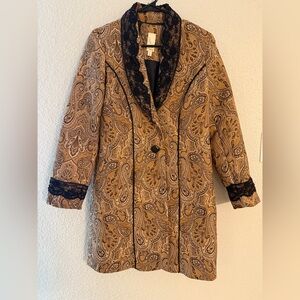 Lavender and Honey Boho Paisley Lace-Trimmed Women's Coat